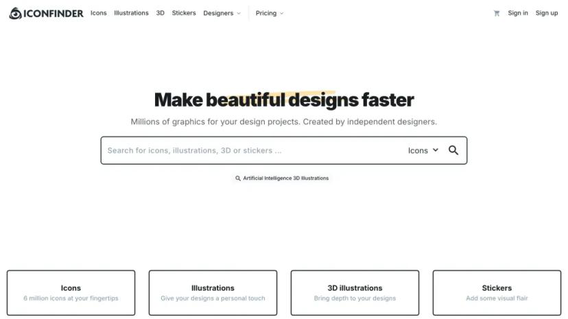 Screenshot of Find Millions of Icons for Your Design Projects