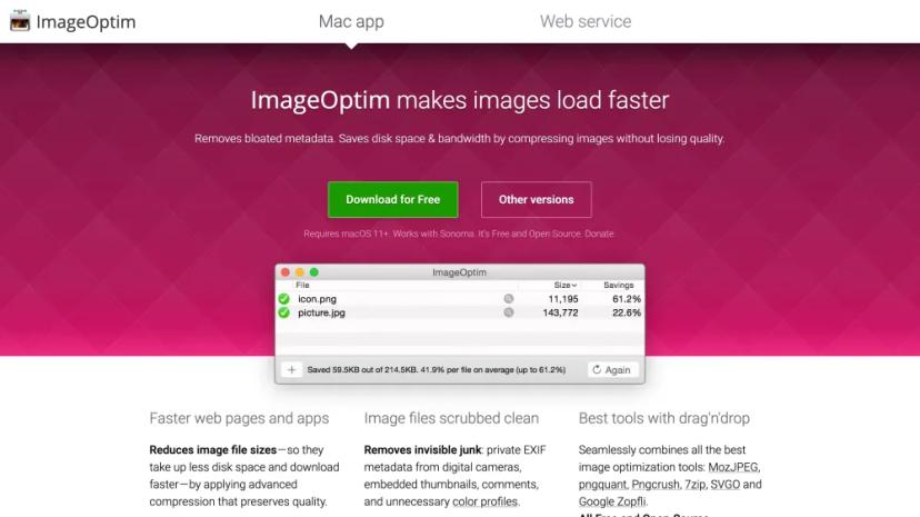 Screenshot of ImageOptim API