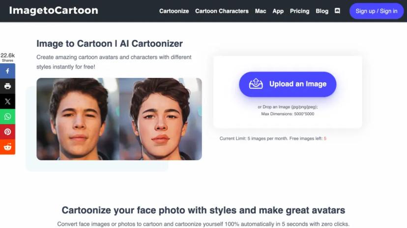 Screenshot of Cartoon Character Creator & Avatar Maker