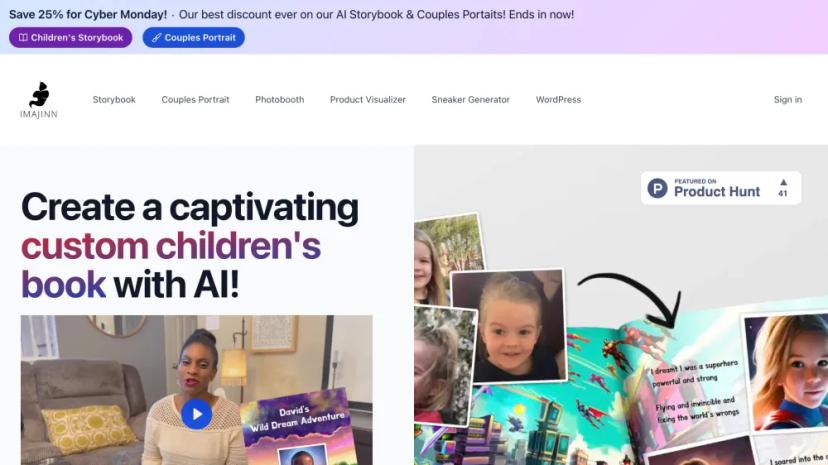 Screenshot of Imajinn: AI-Powered Custom Children's Book