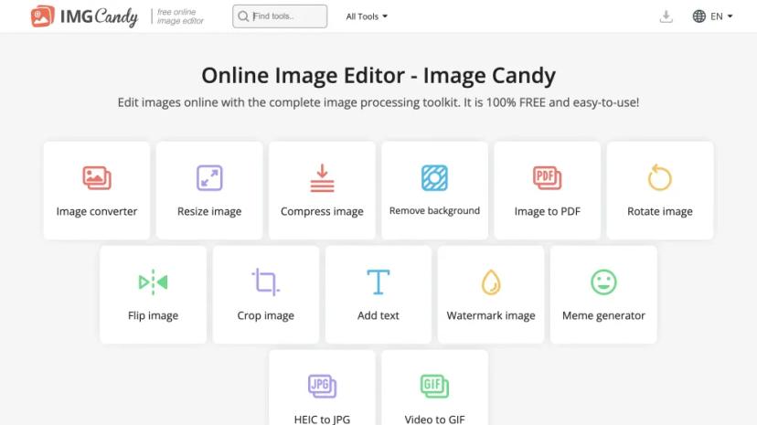 Screenshot of Online Image Editor - Image Candy