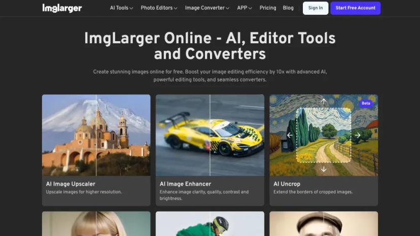 Screenshot of AI Image Enhancer and Converter - Imglarger