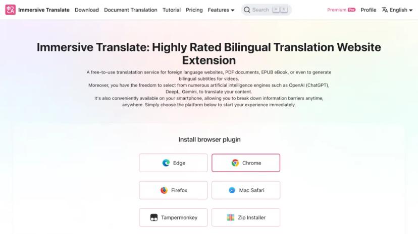 Screenshot of Immersive Translate