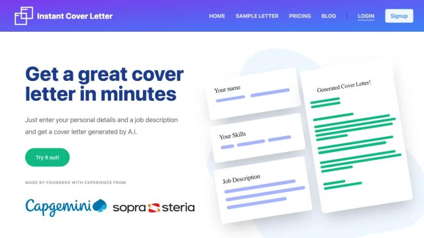 Screenshot of Get a Tailored Cover Letter In Minutes with AI