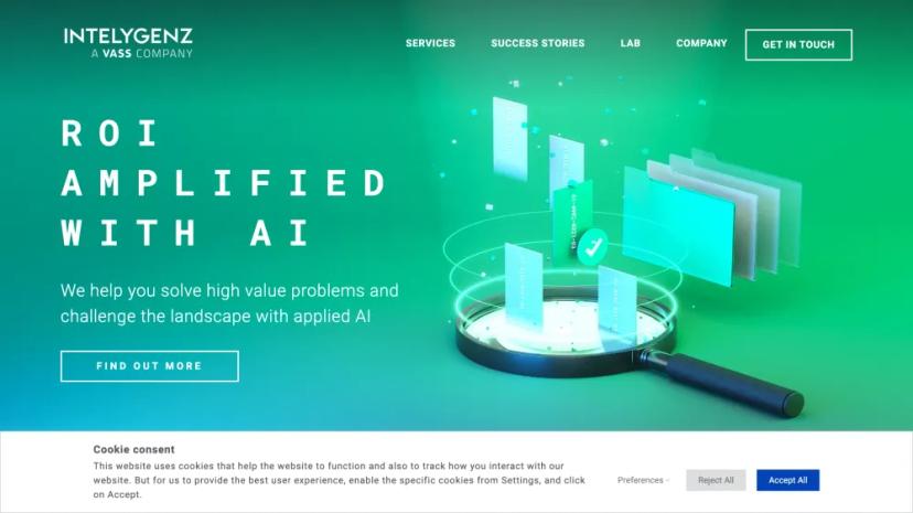 Screenshot of Intelygenz: AI-Enhanced Banking and Fintech Solutions