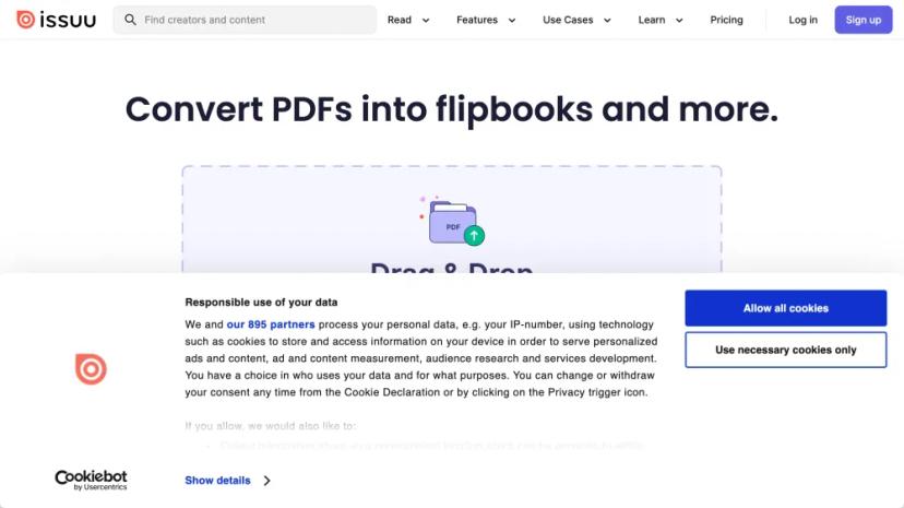 Screenshot of Issuu: PDF to Flipbook & Digital Publishing Platform