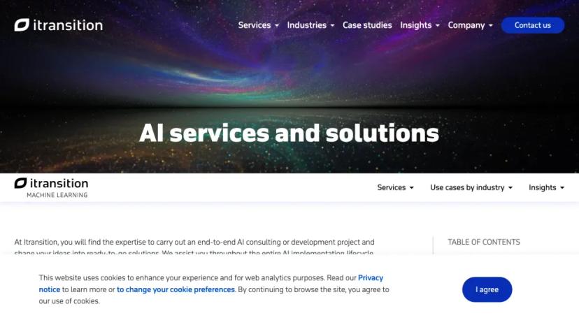 Screenshot of AI Consulting and Development by Itransition