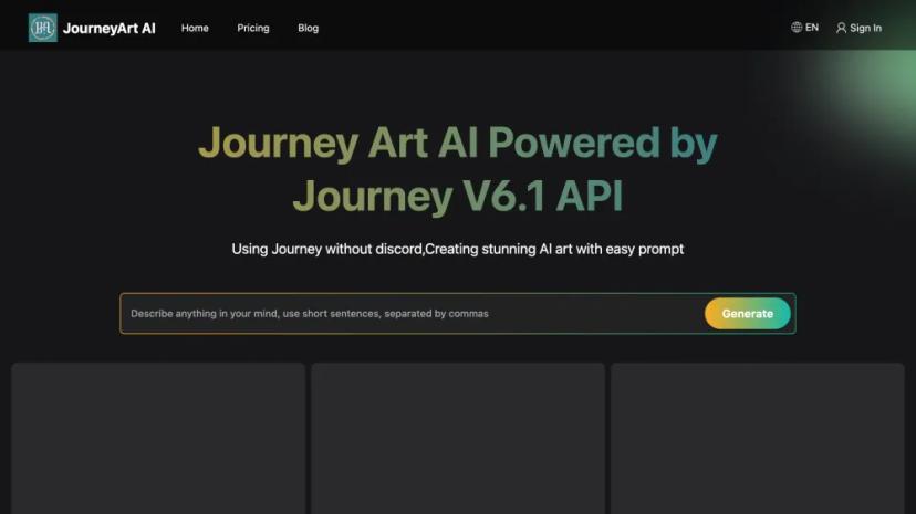 Screenshot of Create Stunning AI Art with Journey V6.1 API