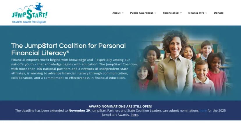 Screenshot of Jumpstart Coalition for Personal Financial Literacy