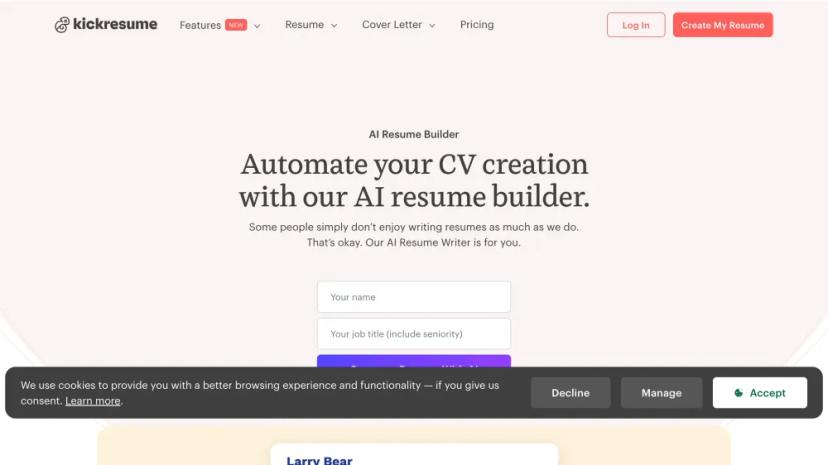 Screenshot of Automate Your CV Creation with AI