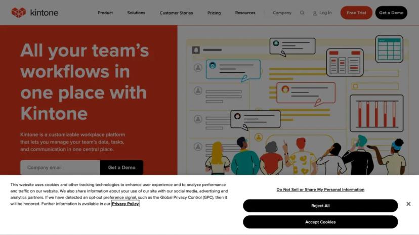 Screenshot of Kintone - Customizable Workplace Platform for Team Collaboration