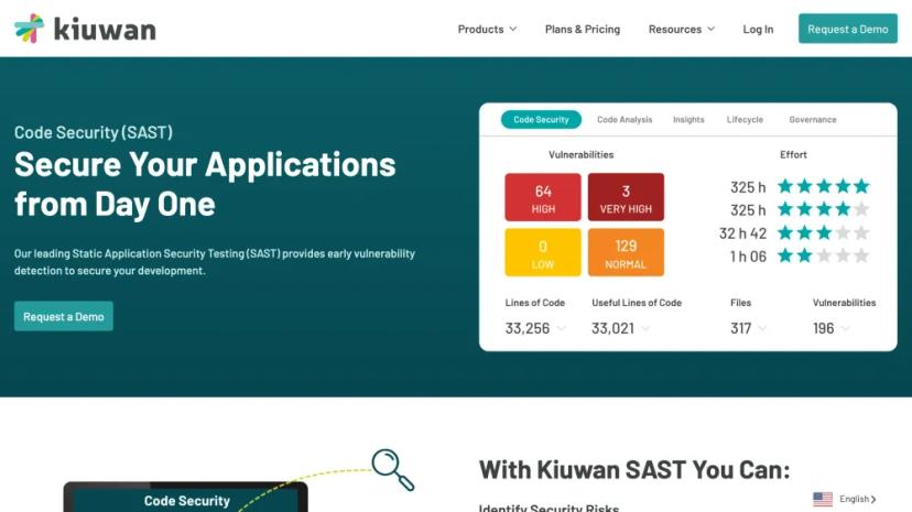 Screenshot of Static Application Security Testing (SAST) with Kiuwan