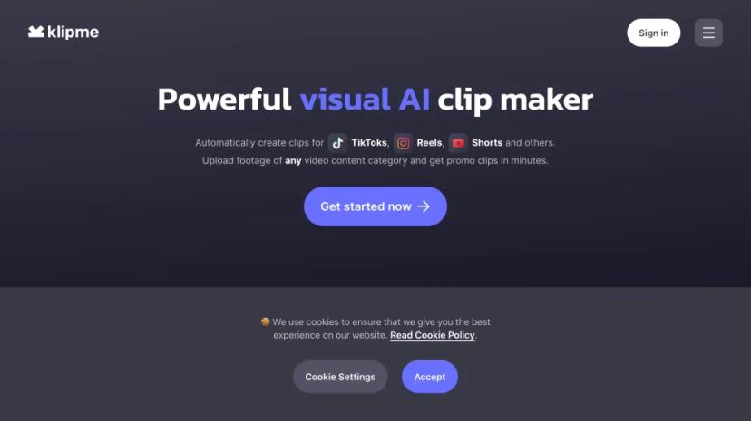 Screenshot of Powerful Visual AI Clip Maker