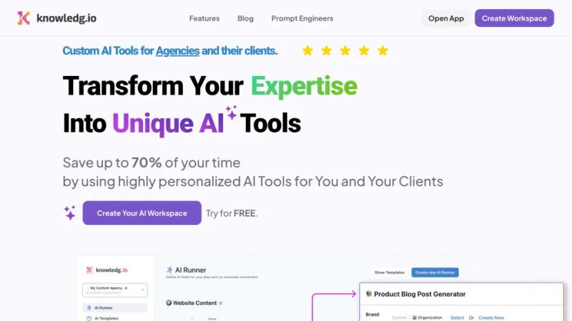 Screenshot of Custom AI Tools for Agencies and their Clients