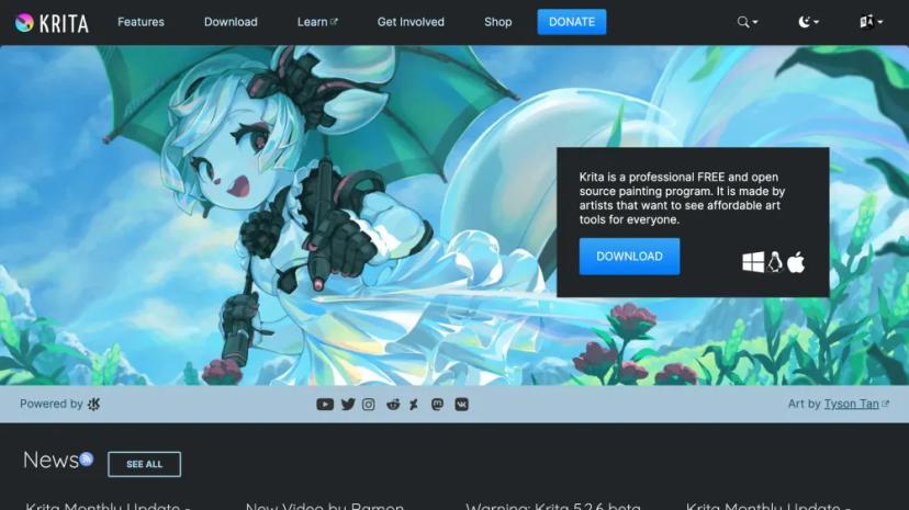 Screenshot of Krita: Free and Open Source Painting Program