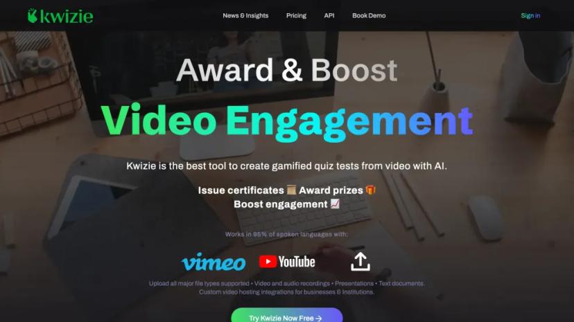 Screenshot of Award & Boost Video Engagement with AI Gamified Quiz Tests