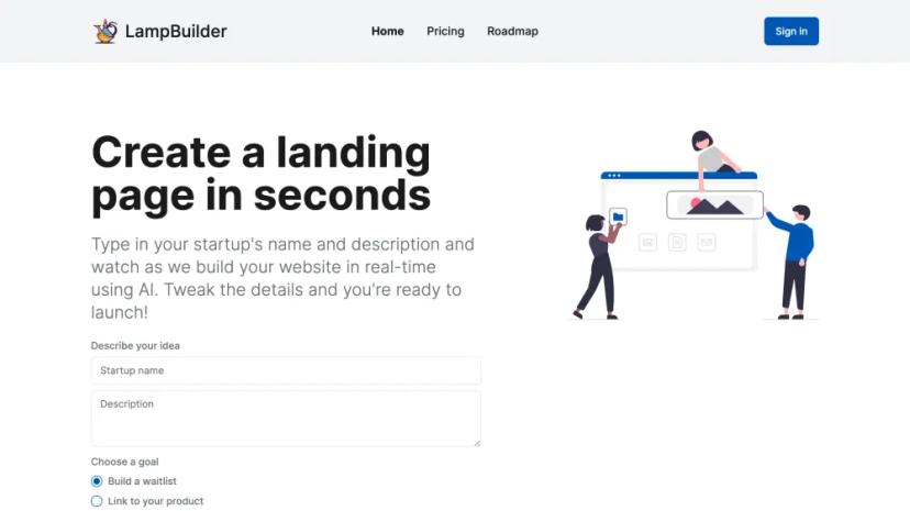 Screenshot of AI-Powered Landing Page Generation