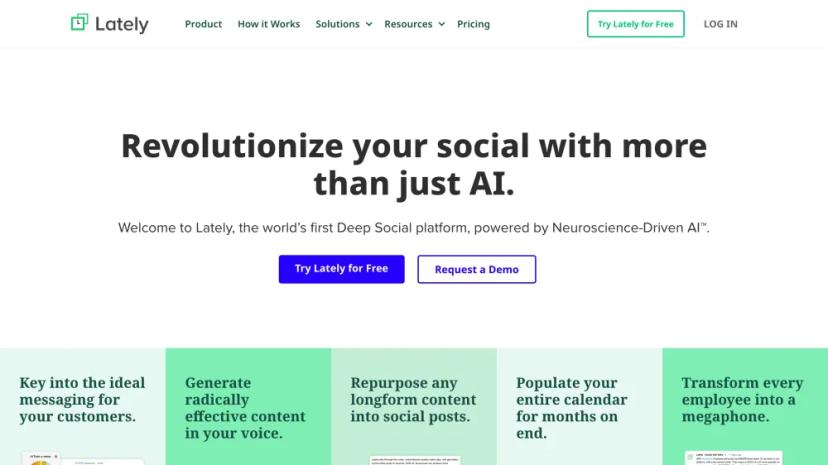 Screenshot of Revolutionize Your Social Marketing with Lately AI