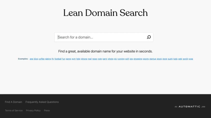 Screenshot of Find the Perfect Domain Name in Seconds