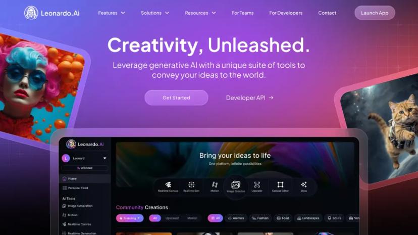 Screenshot of Unleash Your Creativity with Leonardo's AI Suite