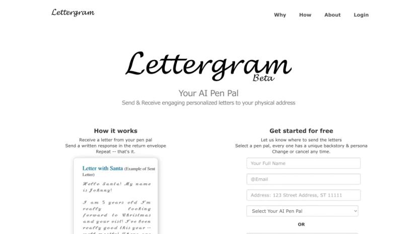 Screenshot of Send & Receive Engaging Personalized Letters to Your Physical Address