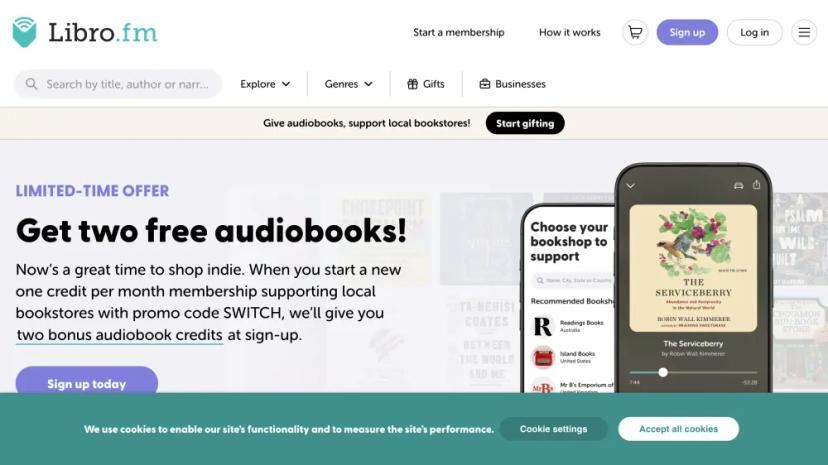 Screenshot of Support Local Bookstores with Audiobooks