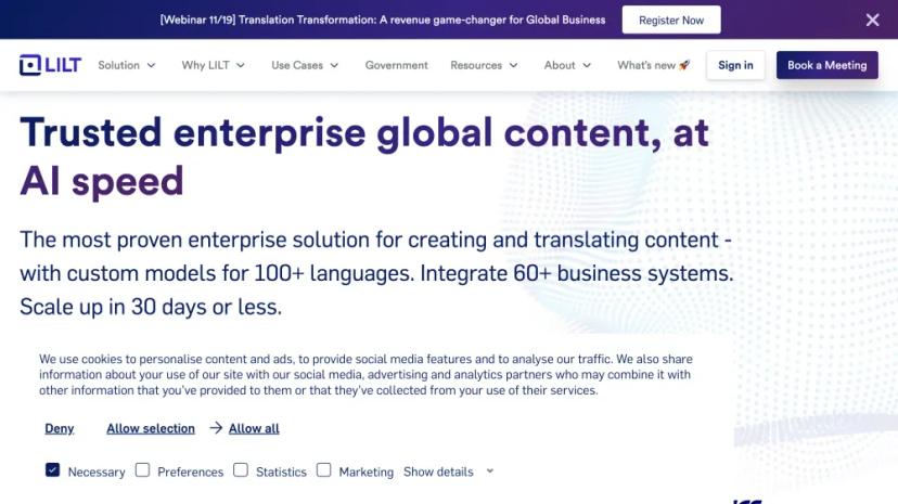 Screenshot of Enterprise Translation Transformation with AI Speed