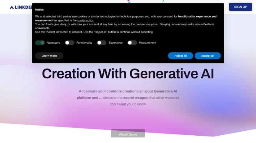 Screenshot of AI-Powered Content Creation Platform