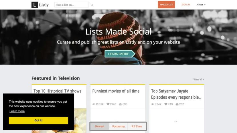 Screenshot of Listly: Social List Curator with AI-driven Recommendations