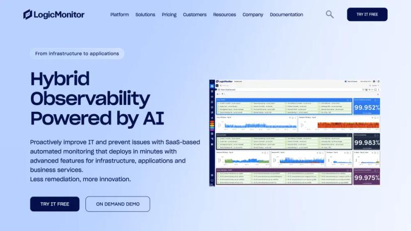 Screenshot of LogicMonitor - AI-Powered Hybrid Observability Platform