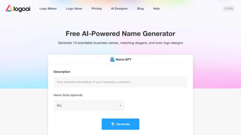 Screenshot of AI Name Generator