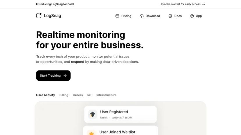 Screenshot of Realtime Business Monitoring with LogSnag