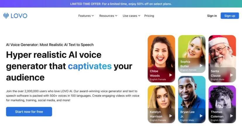 Screenshot of AI Voice Generator & Online Video Editor