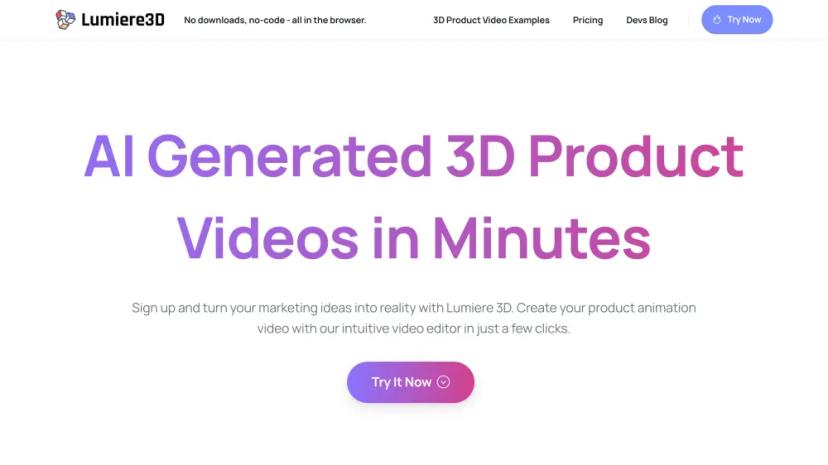 Screenshot of AI-Generated 3D Product Videos in Minutes