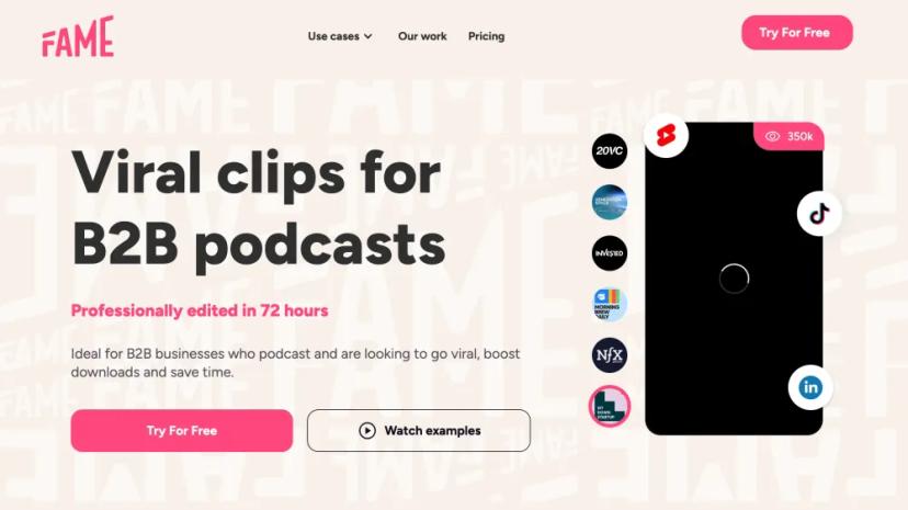 Screenshot of FameClips - AI-Driven Podcast Clip Production Platform