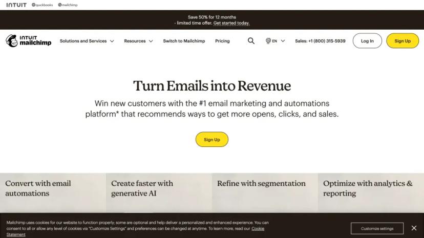 Screenshot of Mailchimp