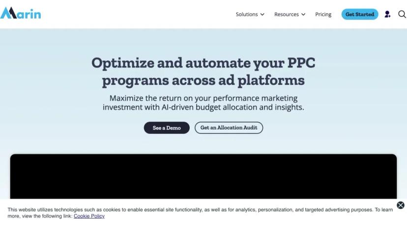 Screenshot of Marin: AI-Powered Performance Marketing Solutions