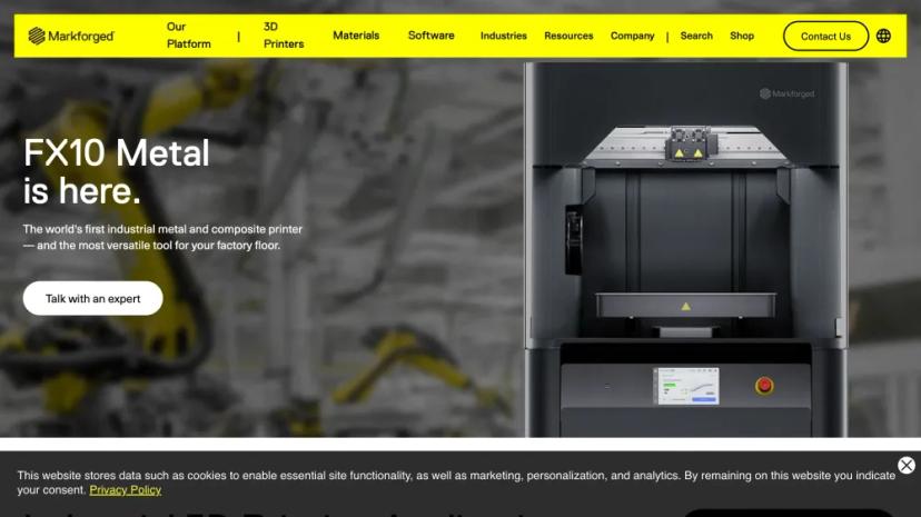 Screenshot of Markforged: Industrial 3D Printers and Additive Manufacturing Solutions