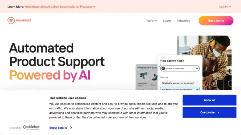 Screenshot of Automated Product Support Powered by AI