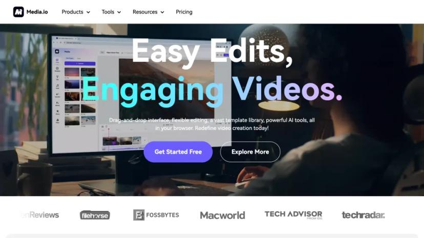 Screenshot of Effortless Video and Audio Editing with AI Tools - Media.io