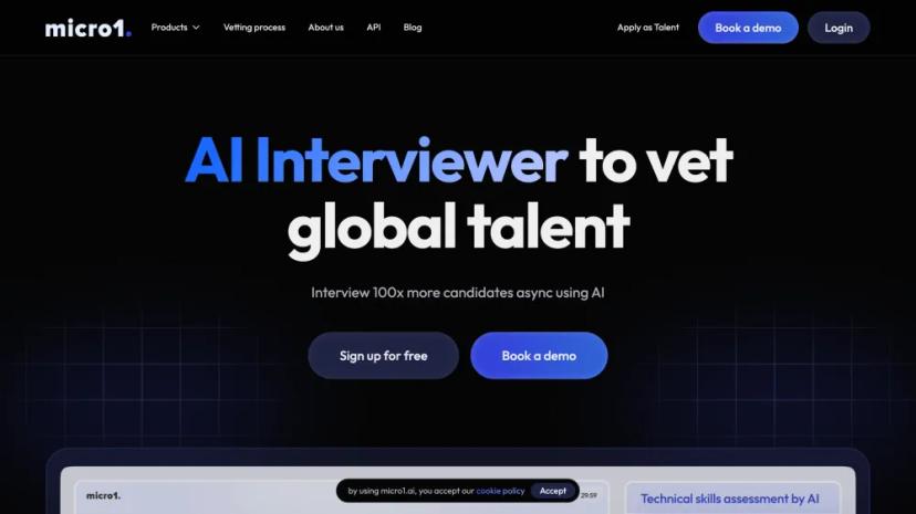 Screenshot of AI Interviewer to Vet Global Talent