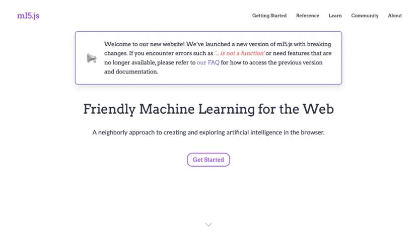 Screenshot of Friendly Machine Learning for the Web