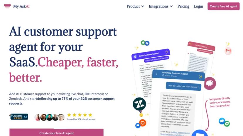 Screenshot of AI Customer Support Agent for Your SaaS