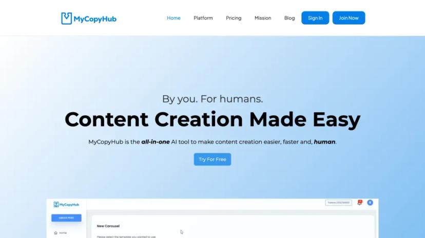 Screenshot of MyCopyHub