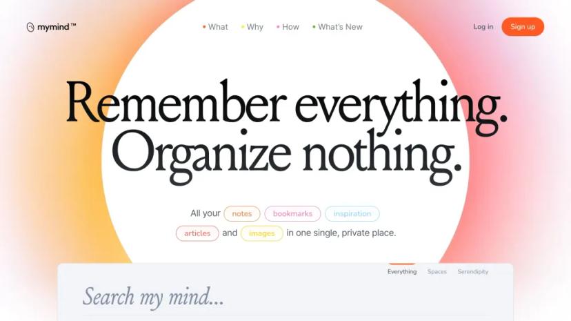 Screenshot of mymind: Your Personal AI Assistant for Organizing Everything