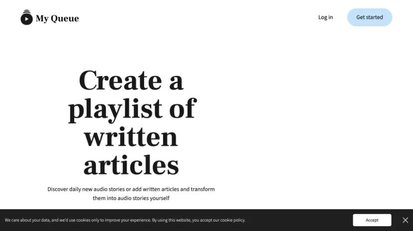 Screenshot of Turn Written Content Into Audio Stories with My Queue