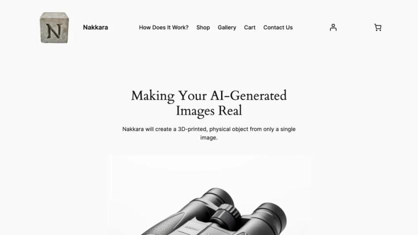 Screenshot of Nakkara: Turn Your AI-Generated Images into 3D-Printed Objects