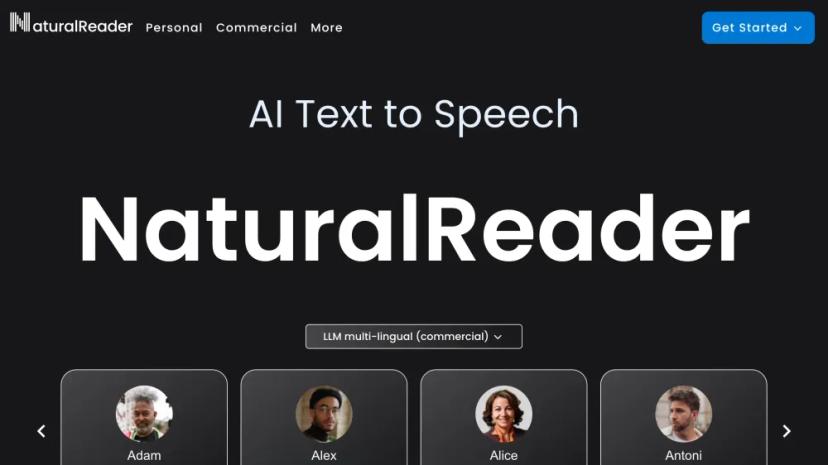 Screenshot of NaturalReader - AI Text to Speech