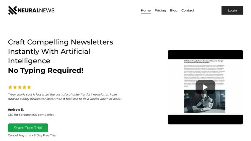 Screenshot of Create Compelling Newsletters Instantly with AI