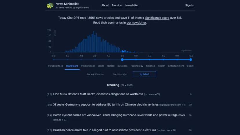 Screenshot of NewzAI - Your AI-Powered News Aggregator